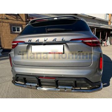 Защита заднего бампера угловая большая двойная с перемычками Папа Тюнинг d60/42 для Haval F7 2022-