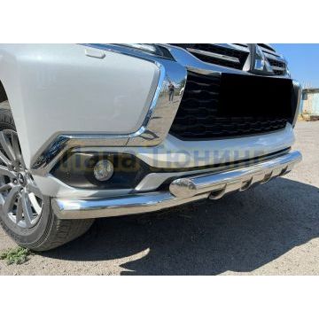 Защита переднего бампера (G) Папа Тюнинг d76 для Mitsubishi Pajero Sport 2016-2021