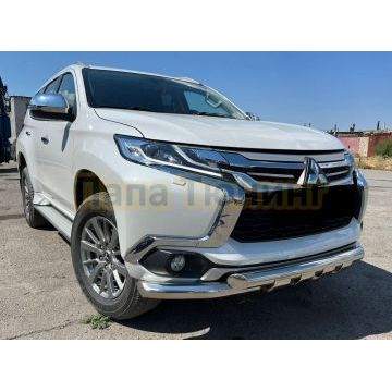 Защита переднего бампера (G) Папа Тюнинг d76 для Mitsubishi Pajero Sport 2016-2021