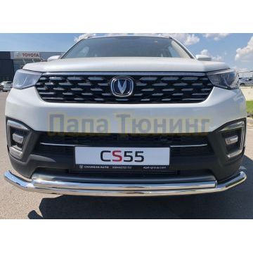 Защита переднего бампера двойная Папа Тюнинг d60/42 для Changan CS55 2018-