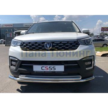 Защита переднего бампера двойная Папа Тюнинг d60/42 для Changan CS55 2018-