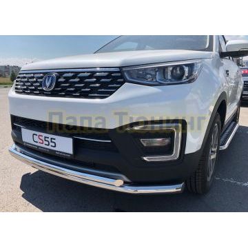 Защита переднего бампера двойная Папа Тюнинг d60/42 для Changan CS55 2018-
