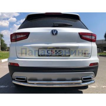 Защита заднего бампера двойная Папа Тюнинг d60/42 для Changan CS55 2018-