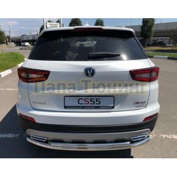 Защита заднего бампера двойная Папа Тюнинг d60/42 для Changan CS55 2018-