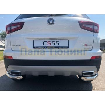 Защита заднего бампера угловая Папа Тюнинг d60 для Changan CS55 2018-