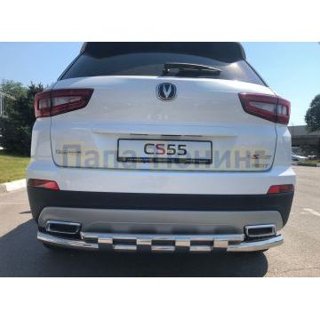 Защита заднего бампера двойная с перемычками Папа Тюнинг d60/42 для Changan CS55 2018-