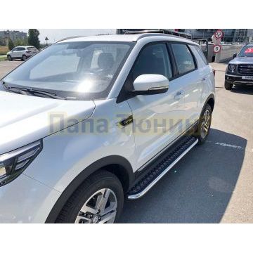 Пороги с накладным листом Папа Тюнинг d53 для Changan CS55 2018-