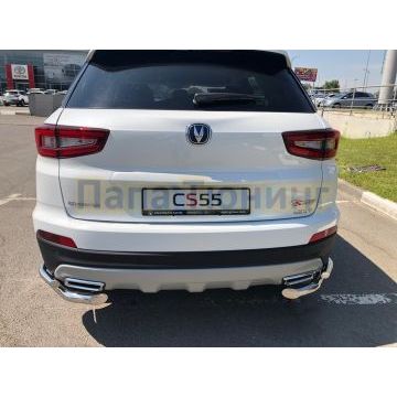 Защита заднего бампера угловая двойная d60/42 для Changan CS55 2018-