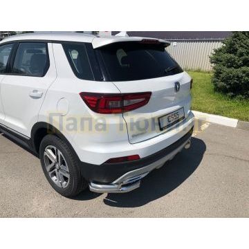 Защита заднего бампера угловая двойная d60/42 для Changan CS55 2018-
