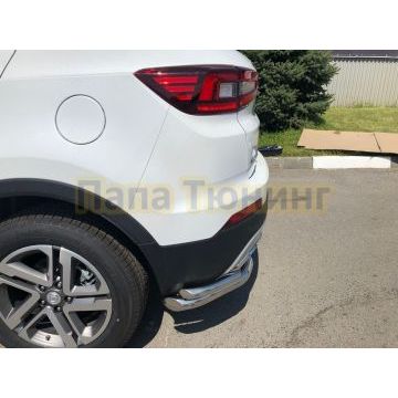 Защита заднего бампера угловая двойная d60/42 для Changan CS55 2018-