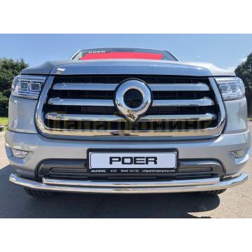 Защита переднего бампера двойная d60/42 Папа Тюнинг для Great Wall Poer 2021-