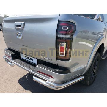 Защита заднего бампера угловая двойная d60/42 Папа Тюнинг для Great Wall Poer 2021-