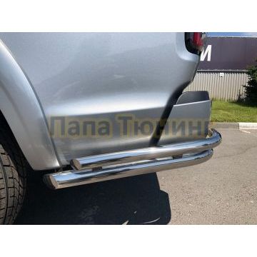 Защита заднего бампера угловая двойная d60/42 Папа Тюнинг для Great Wall Poer 2021-