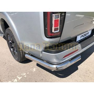 Защита заднего бампера угловая двойная d60/42 Папа Тюнинг для Great Wall Poer 2021-