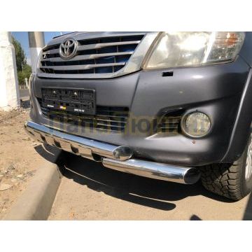 Защита переднего бампера (G) Папа Тюнинг d76 для Toyota Hilux 2011-2015