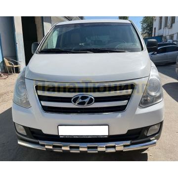 Защита переднего бампера двойная с перемычками d60/42 Папа Тюнинг для Hyundai H-1 Grand Starex 2007-2018