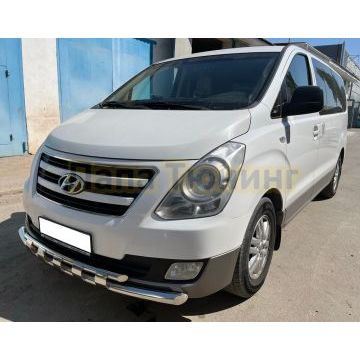 Защита переднего бампера двойная с перемычками d60/42 Папа Тюнинг для Hyundai H-1 Grand Starex 2007-2018