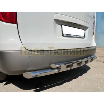 Защита заднего бампера двойная с перемычками d60/42 Папа Тюнинг для Hyundai H-1 Grand Starex 2007-2018