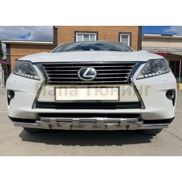 Защита переднего бампера тройная с перемычками d60/42/42 Папа Тюнинг для Lexus RX270/RX350/RX450h 2009-2015