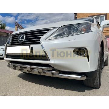 Защита переднего бампера тройная с перемычками d60/42/42 Папа Тюнинг для Lexus RX270/RX350/RX450h 2009-2015
