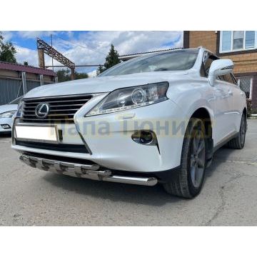 Защита переднего бампера тройная с перемычками d60/42/42 Папа Тюнинг для Lexus RX270/RX350/RX450h 2009-2015