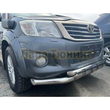 Защита переднего бампера с перемычками d76/60 Папа Тюнинг для Toyota Hilux 2011-2015