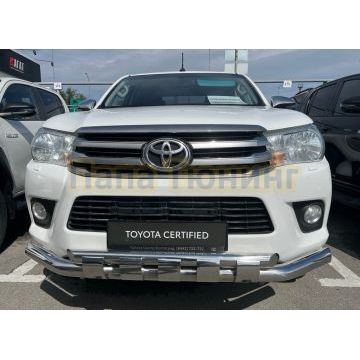 Защита переднего бампера с перемычками d76/60 Папа Тюнинг для Toyota Hilux 2015-2018
