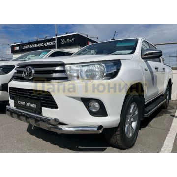 Защита переднего бампера с перемычками d76/60 Папа Тюнинг для Toyota Hilux 2015-2018