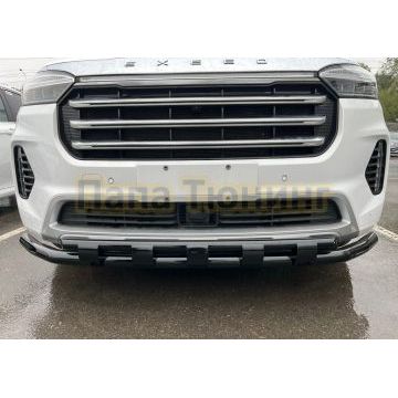 Защита переднего бампера двойная с перемычками с покрытием черный глянец d60/42 Папа Тюнинг для CheryExeed VX 2022-