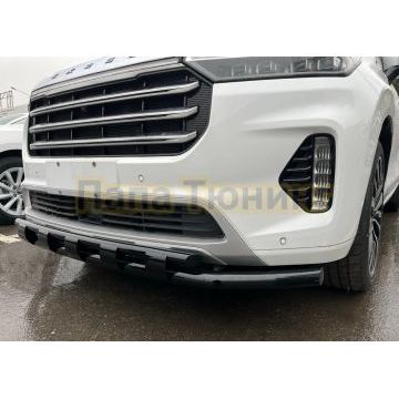 Защита переднего бампера двойная с перемычками с покрытием черный глянец d60/42 Папа Тюнинг для CheryExeed VX 2022-