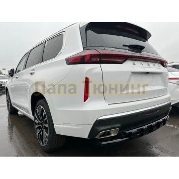 Защита заднего бампера двойная с перемычками с покрытием черный глянец d60/42 Папа Тюнинг для CheryExeed VX 2022-