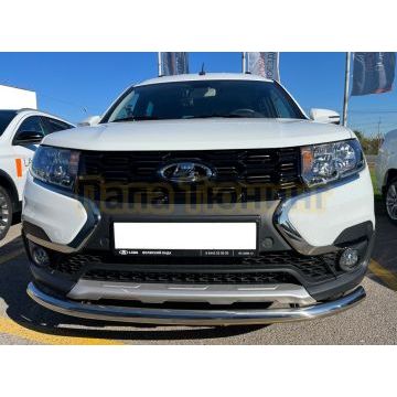 Защита переднего бампера d53 Папа Тюнинг для Lada Largus Cross 2021-