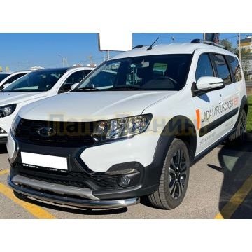 Защита переднего бампера d53 Папа Тюнинг для Lada Largus Cross 2021-