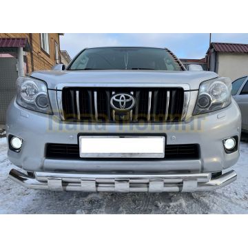 Защита переднего бампера двойная с перемычками Папа Тюнинг d76/60 для Toyota Land Cruiser Prado 150 2010-2014