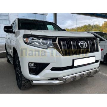 Защита переднего бампера двойная с перемычками Папа Тюнинг d76/60 для Toyota Land Cruiser Prado 150 2017-