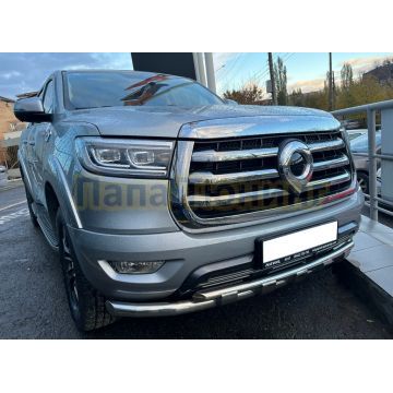 Защита переднего бампера двойная с перемычками Папа Тюнинг d60/42 для Great Wall Poer 2021-