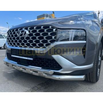 Защита переднего бампера с перемычками Папа Тюнинг d60/42 для Hyundai Santa fe 2021-
