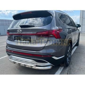 Защита заднего бампера с перемычками Папа Тюнинг d60/42 для Hyundai Santa fe 2021-
