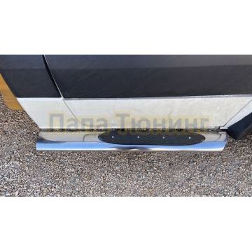Пороги труба с проступью 120х60 овал Папа Тюнинг для Mercedes-Benz Sprinter (2012-)