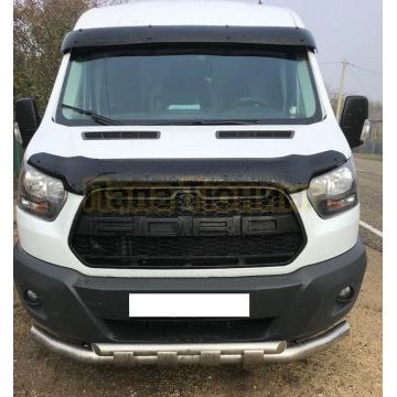 Защита переднего бампера двойная с перемычками Папа Тюнинг для Ford Transit 2018-