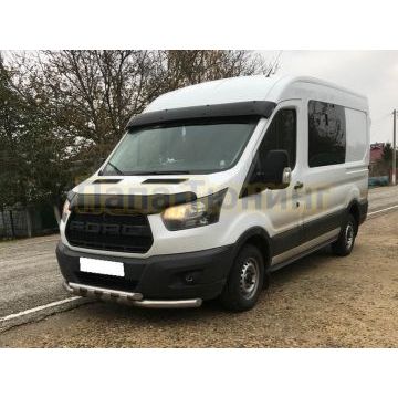 Защита переднего бампера двойная с перемычками Папа Тюнинг для Ford Transit 2018-
