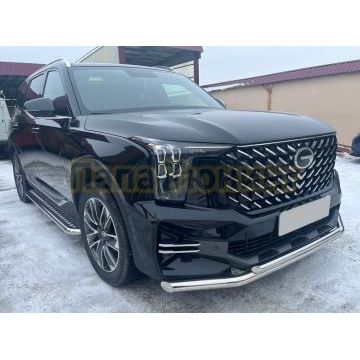 Защита переднего бампера двойная Папа Тюнинг для GAC GS8 2023-