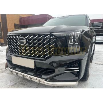 Защита переднего бампера двойная с перемычками Папа Тюнинг для GAC GS8 2023-