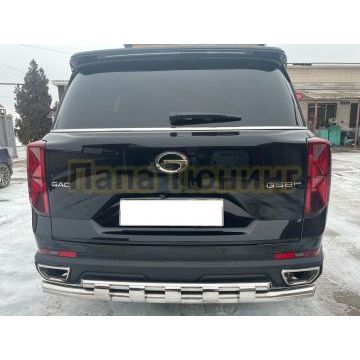Защита заднего бампера двойная с перемычками Папа Тюнинг для GAC GS8 2023-
