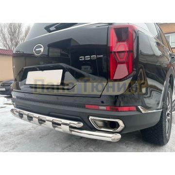 Защита заднего бампера двойная с перемычками Папа Тюнинг для GAC GS8 2023-
