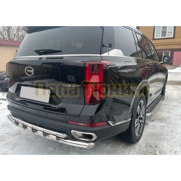 Защита заднего бампера двойная с перемычками Папа Тюнинг для GAC GS8 2023-