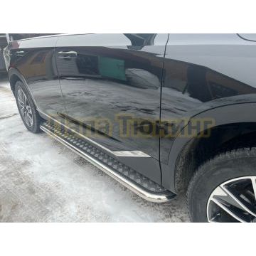 Пороги с накладным листом Папа Тюнинг для GAC GS8 2023-