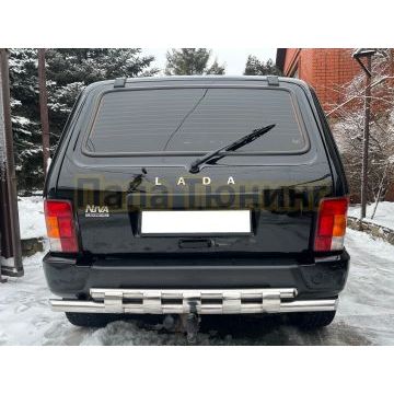 Защита заднего бампера двойная с перемычками Папа Тюнинг для Niva 2121 УРБАН 2014-