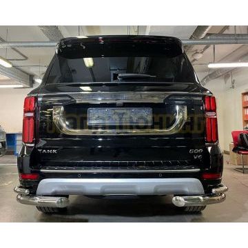 Защита заднего бампера угловая двойная d76/42 мм Папа Тюнинг для Tank 500 2023-