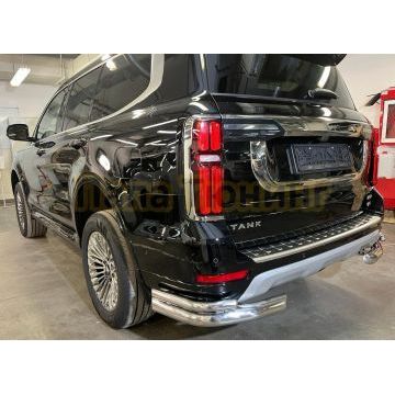 Защита заднего бампера угловая двойная d76/42 мм Папа Тюнинг для Tank 500 2023-